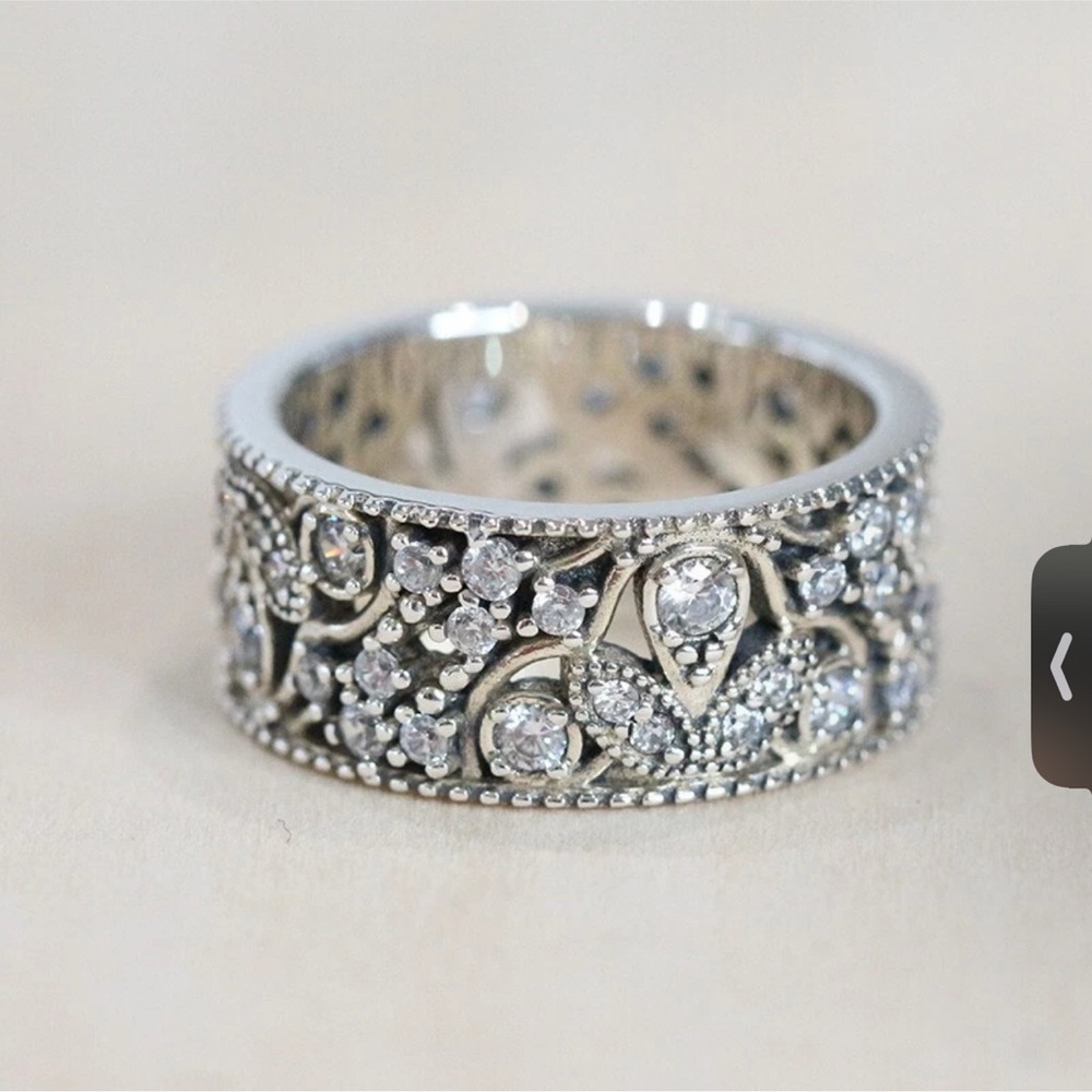 Pandora Silver Intricate Crystal Ring